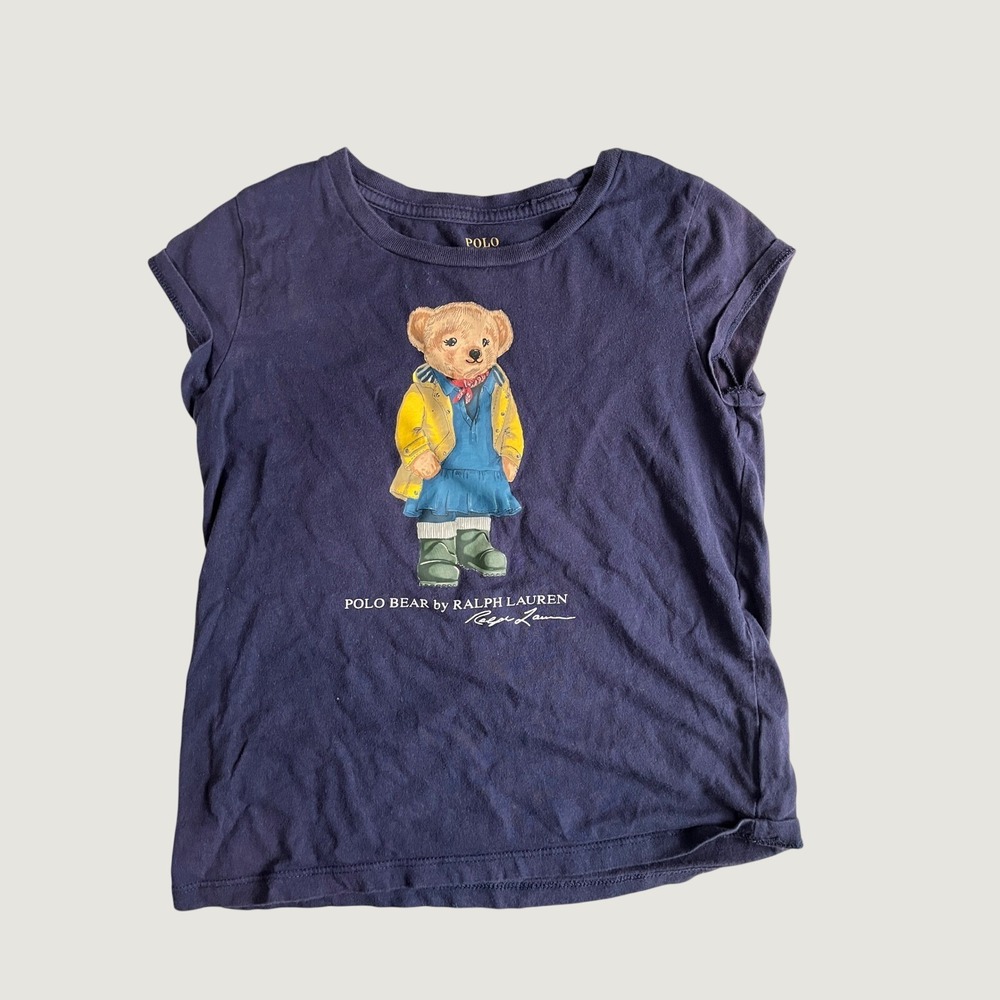 Polo Ralph Lauren Kids Navy Blue Polo Bear Graphic T-Shirt Size 6 120